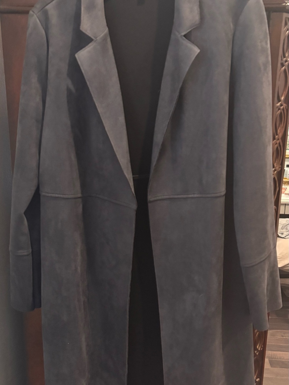 Premise Steel Blue Open-Front long Blazer